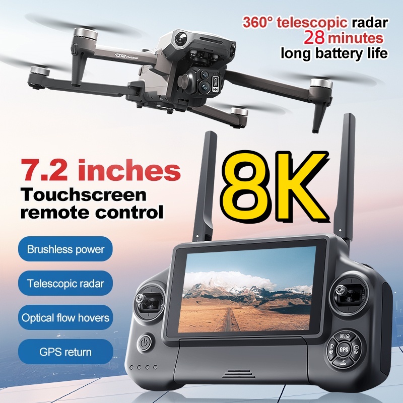 Drone Rc Folding - 8K 3 Axis Gimbal Brushless 7.2in
